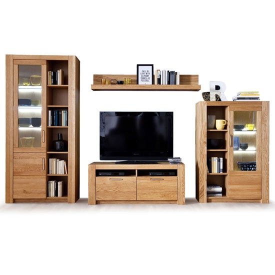 Loano LED Living Room Set In Wild Oak With Large Display Cabinet_2