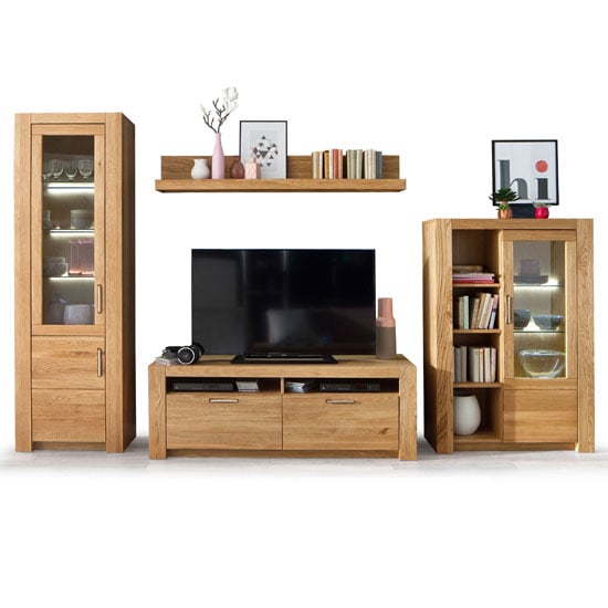 Loano LED Living Room Set In Wild Oak With Small Display Cabinet_2