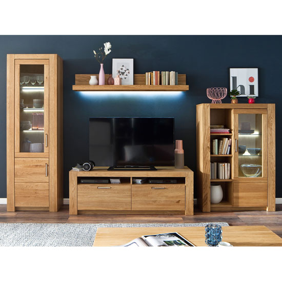 Loano LED Living Room Set In Wild Oak With Small Display Cabinet_1