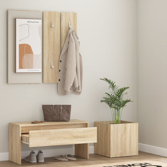 Lochlan Wooden Hallway Furniture Set In Sonoma Oak Furniture in Fashion