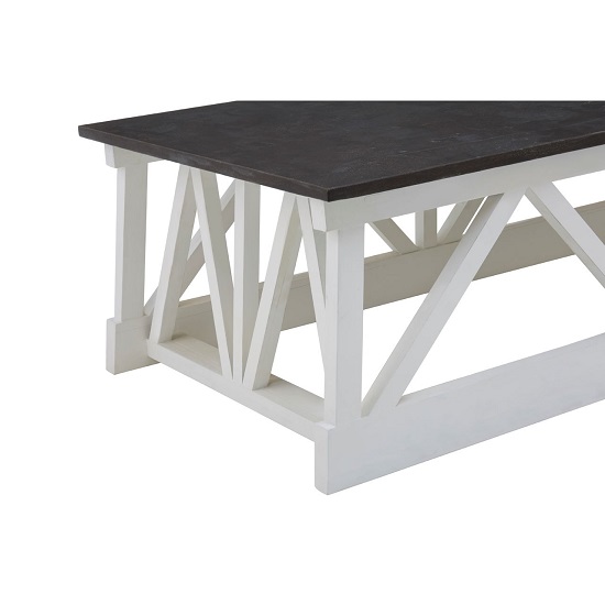 White Stone Coffee Table Rectangle Dana Modern Classic White Stone