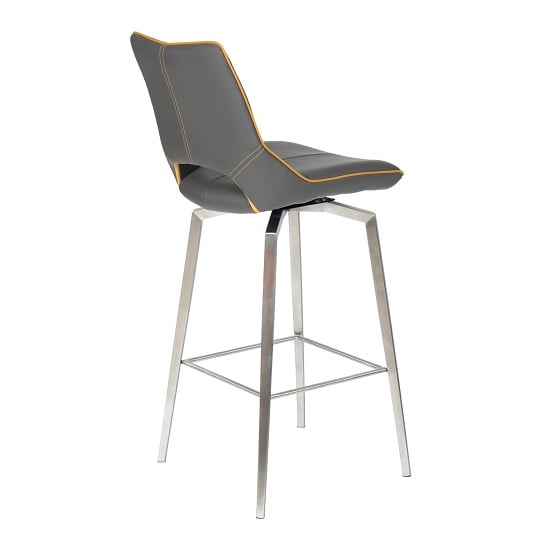 Mosul Bar Chair In Graphite Grey And Brushed Steel Legs_4