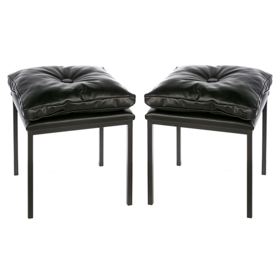 Read more about Loft black leather stools in a pair with metal legs