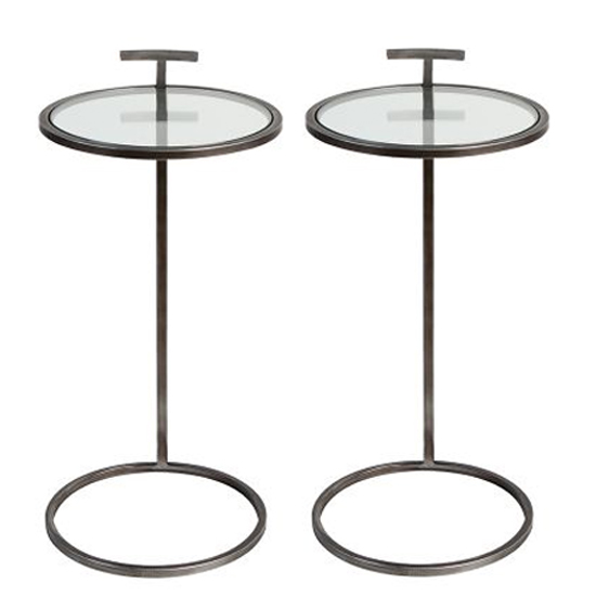 Read more about Loft clear glass top set of 2 side tables with metal frame