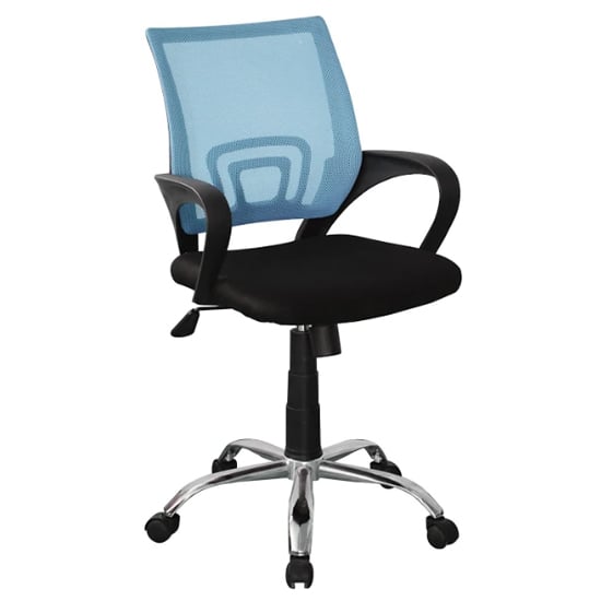 Leith Fabric Blue Mesh Back Study Chair In Black