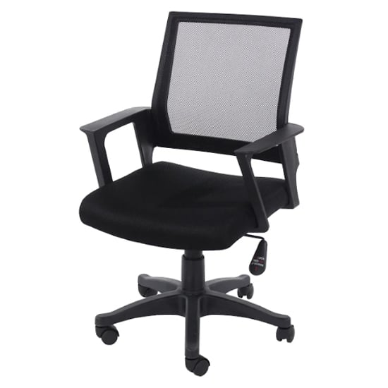 Leith Fabric Home And Office Chair In Black With Arms