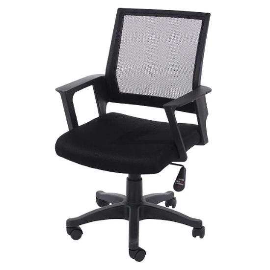 Read more about Leith fabric home and office chair in black with arms