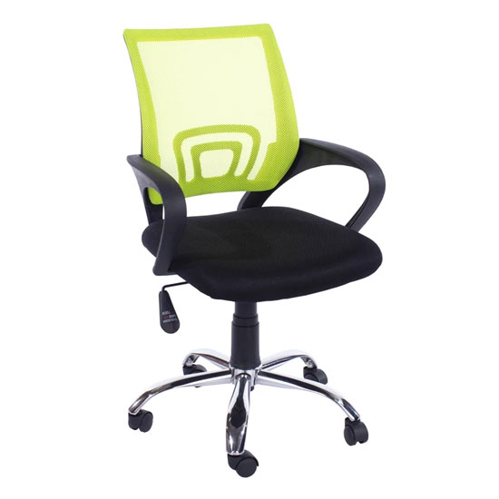Leith Fabric Lime Green Mesh Back Study Chair In Black