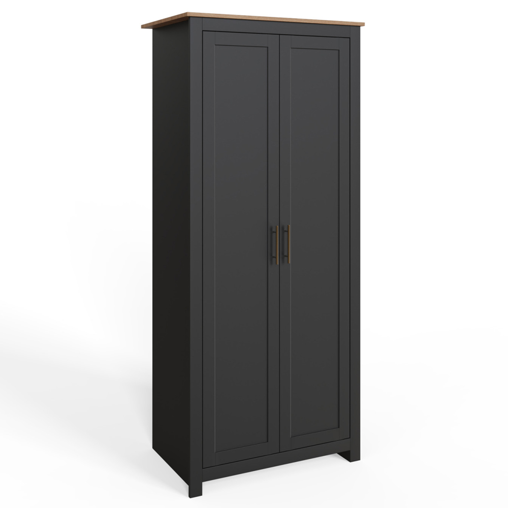Loftus Wooden Bedroom Furniture Set With 2 Doors Wardrobe In Black And Oak