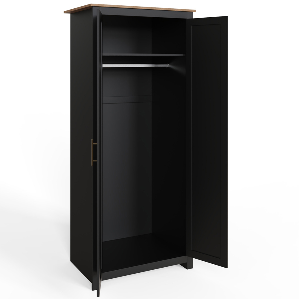 Loftus Wooden Bedroom Furniture Set With 2 Doors Wardrobe In Black And Oak