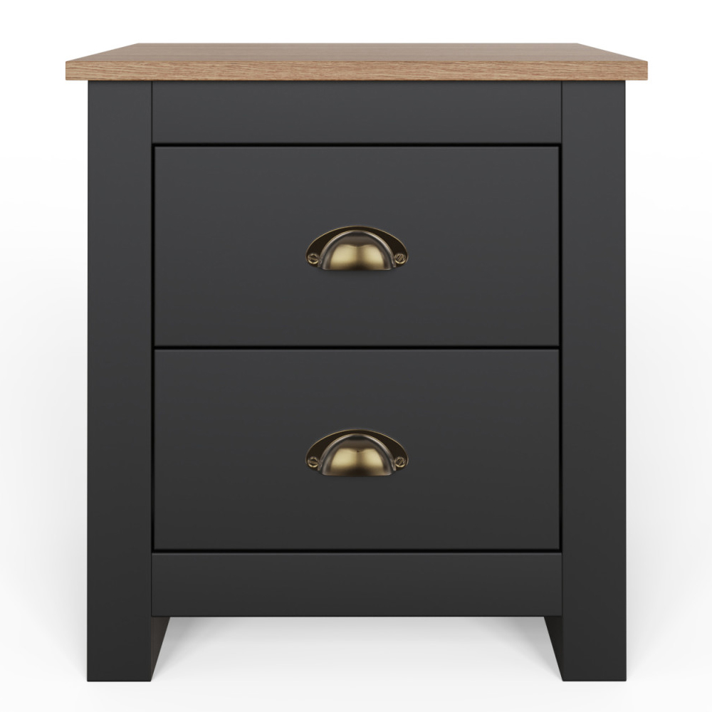 Loftus Wooden Bedroom Furniture Set With 2 Doors Wardrobe In Black And Oak