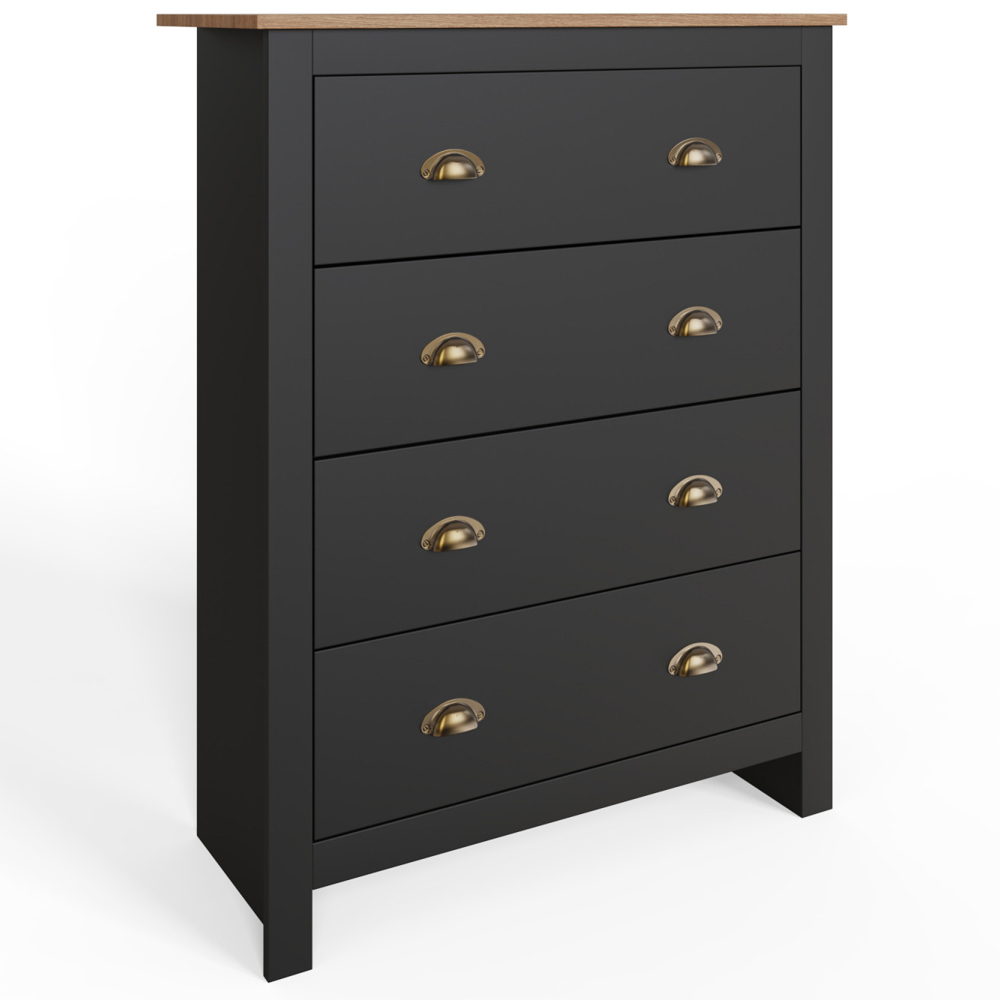 Loftus Wooden Bedroom Furniture Set With 3 Doors Wardrobe In Black And Oak