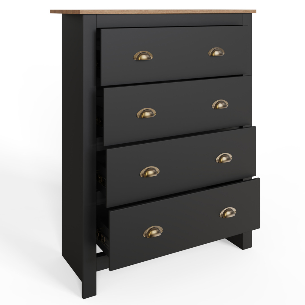 Loftus Wooden Bedroom Furniture Set With 3 Doors Wardrobe In Black And Oak