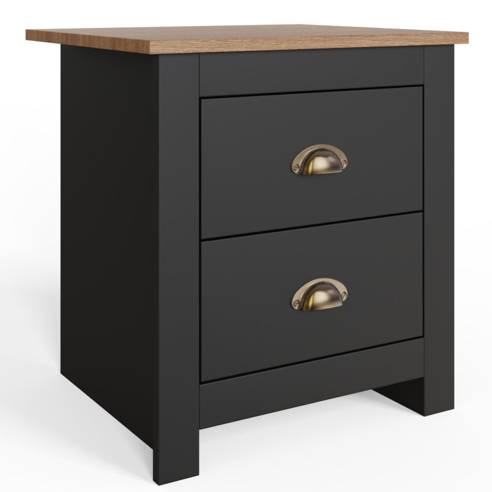 Loftus Wooden Bedroom Furniture Set With 3 Doors Wardrobe In Black And Oak