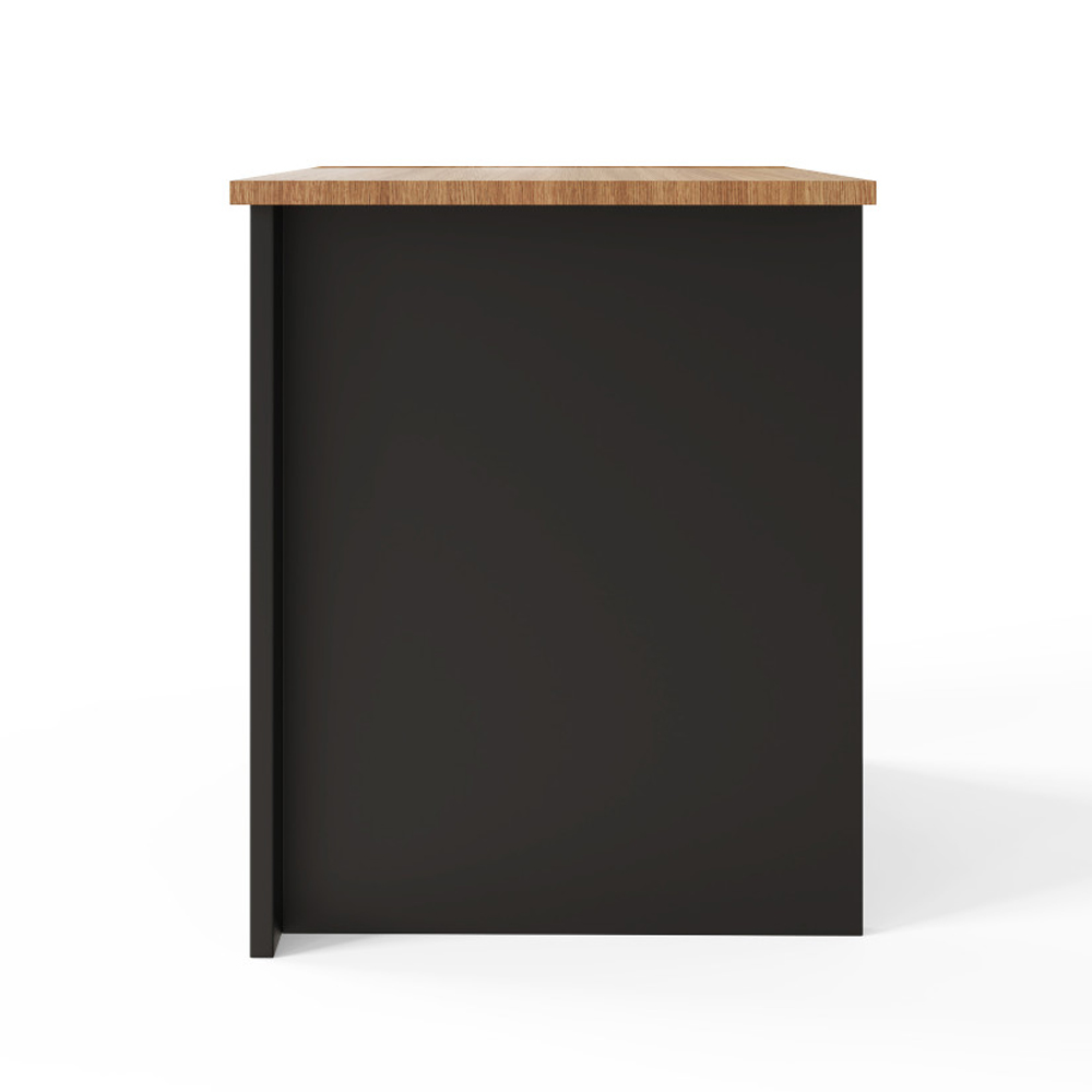 Loftus Wooden Bedside Cabinet with 2 Drawers in Slate Black