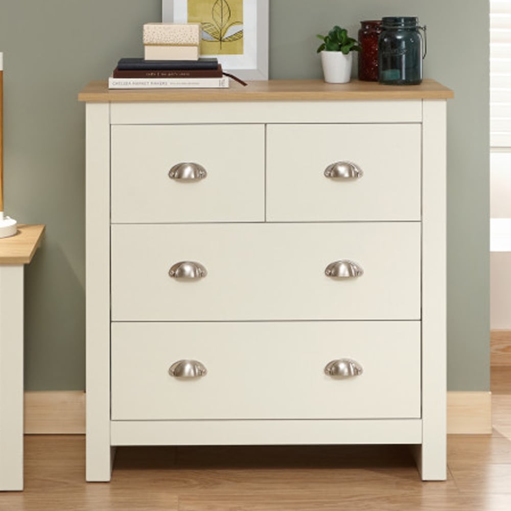 Loftus Wooden Chest Of 4 Drawers In Cream And Oak