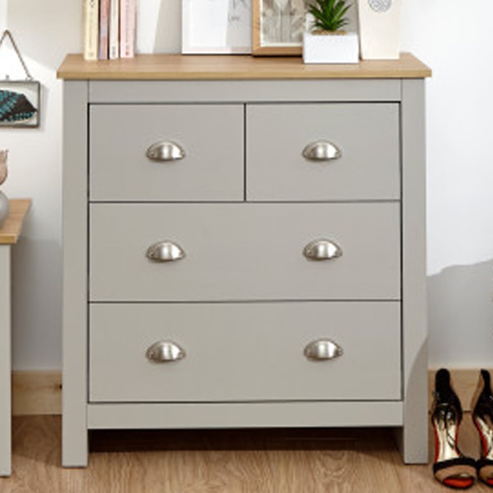 Loftus Wooden Chest Of 4 Drawers In Grey And Oak