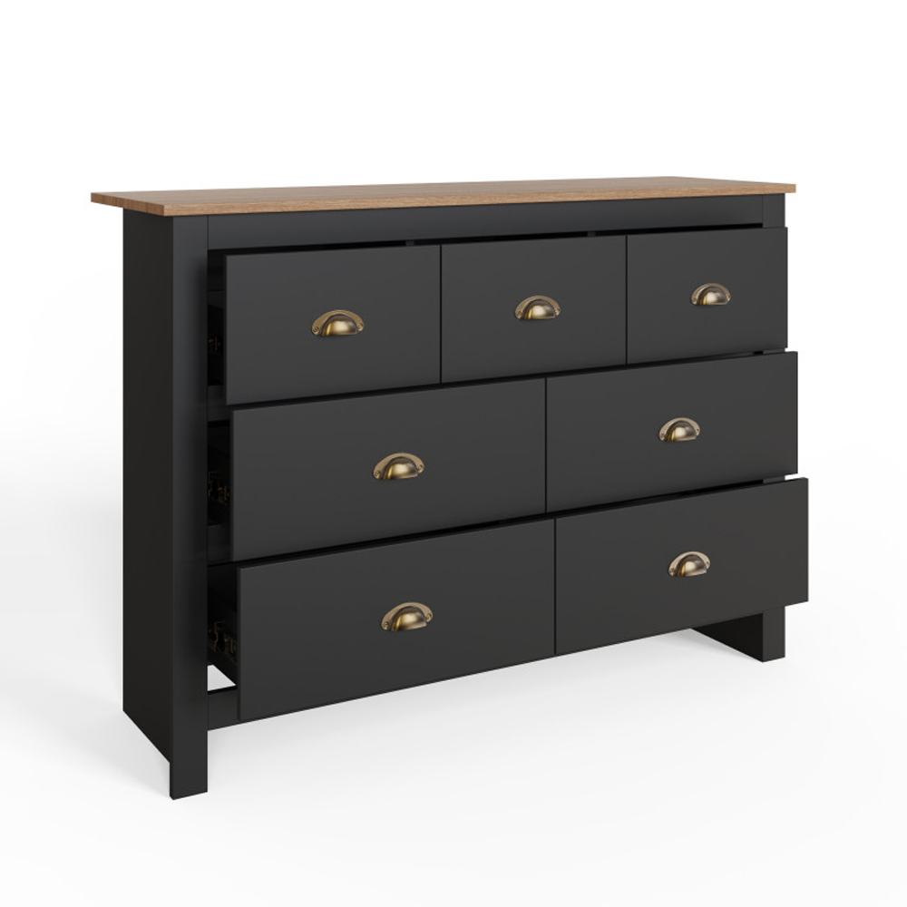 Loftus Wooden Chest Of 7 Drawers in Black
