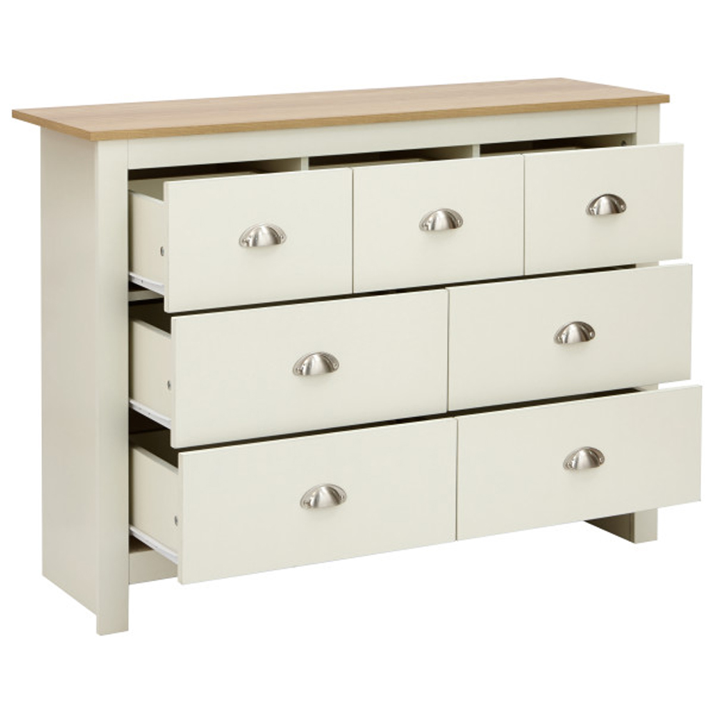 Loftus Wooden Chest Of 7 Drawers In Cream And Oak