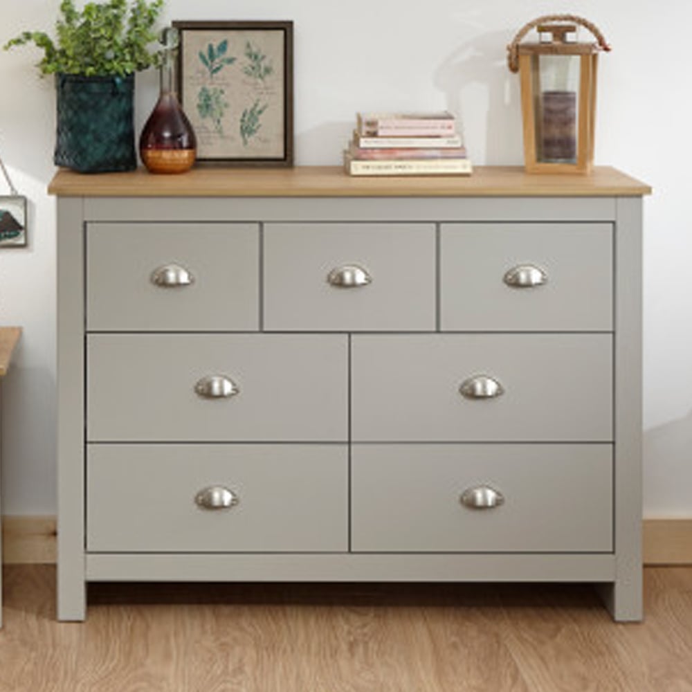 Loftus Wooden Chest Of 7 Drawers In Grey And Oak