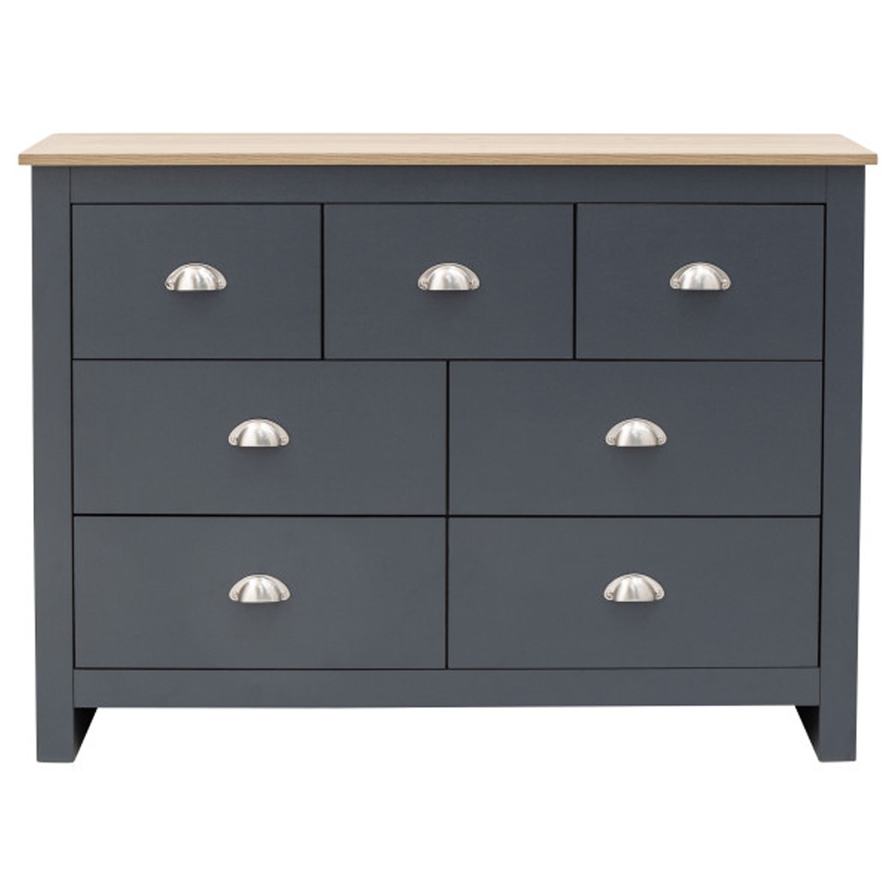 Loftus Wooden Chest Of 7 Drawers In Slate Blue And Oak