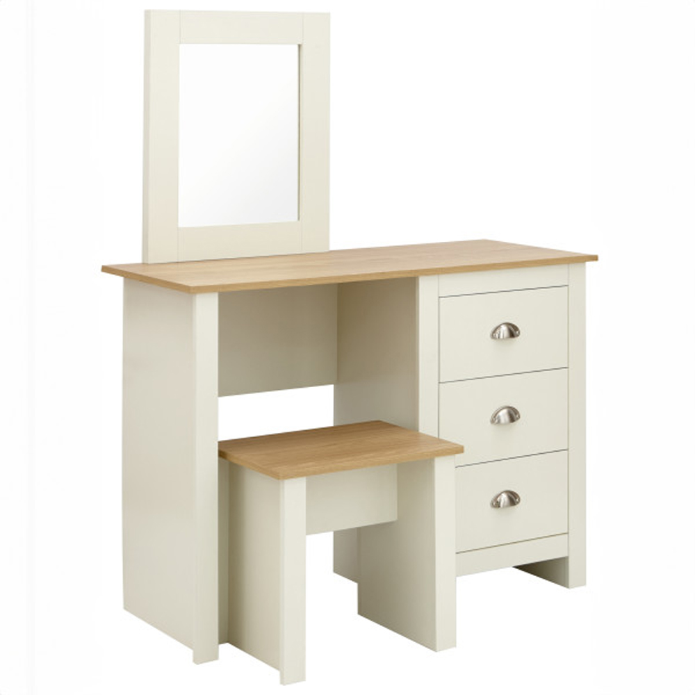 Loftus Wooden Dressing Table Set In Cream And Oak