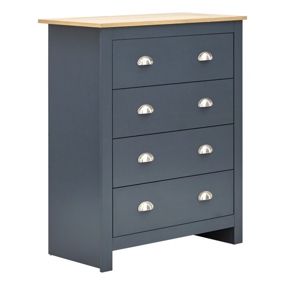 Loftus Wooden Furniture Set With 3 Doors Wardrobe In Slate Blue Oak