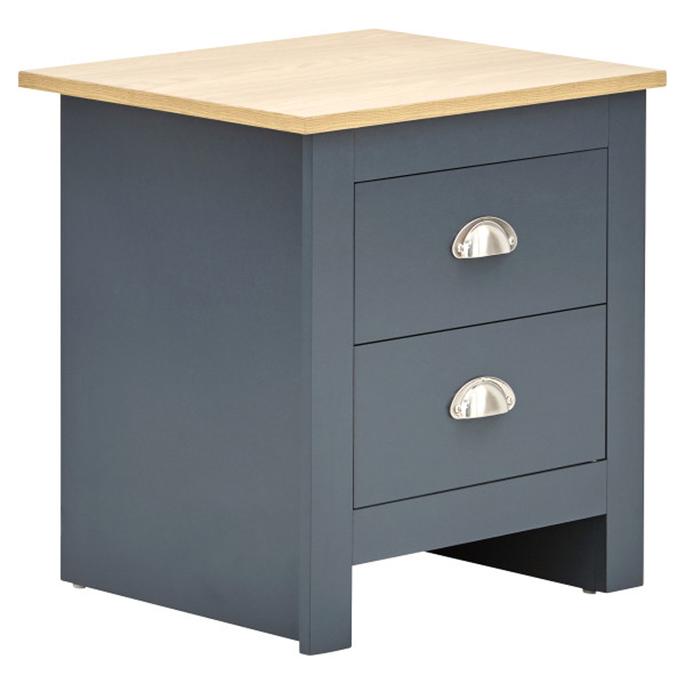Loftus Wooden Furniture Set With 3 Doors Wardrobe In Slate Blue Oak
