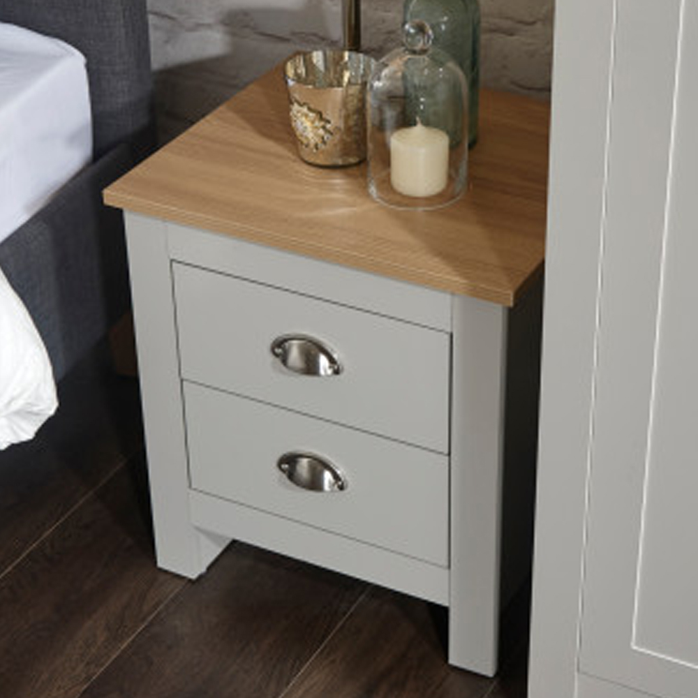 Loftus Wooden Furniture Set With 2 Doors Wardrobe In Grey Oak
