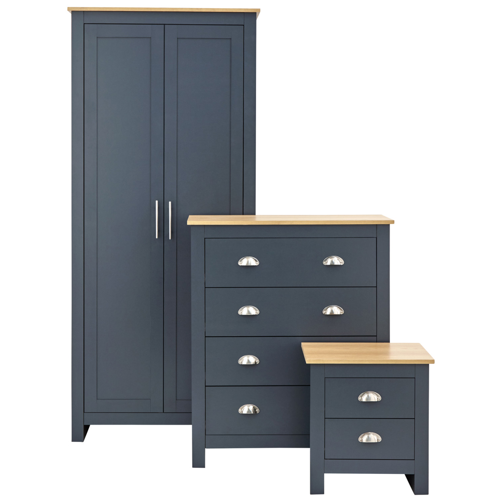 Loftus Wooden Furniture Set With 2 Doors Wardrobe In Slate Blue Oak