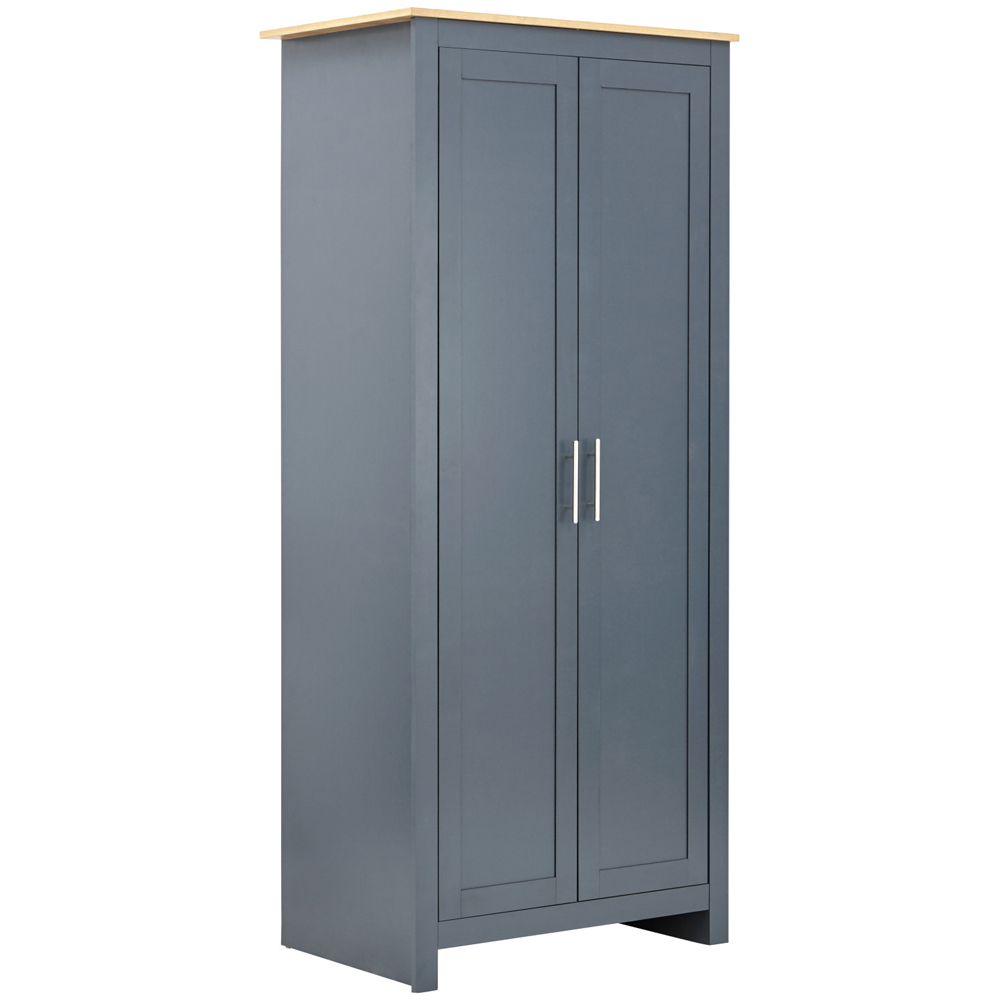 Loftus Wooden Furniture Set With 2 Doors Wardrobe In Slate Blue Oak