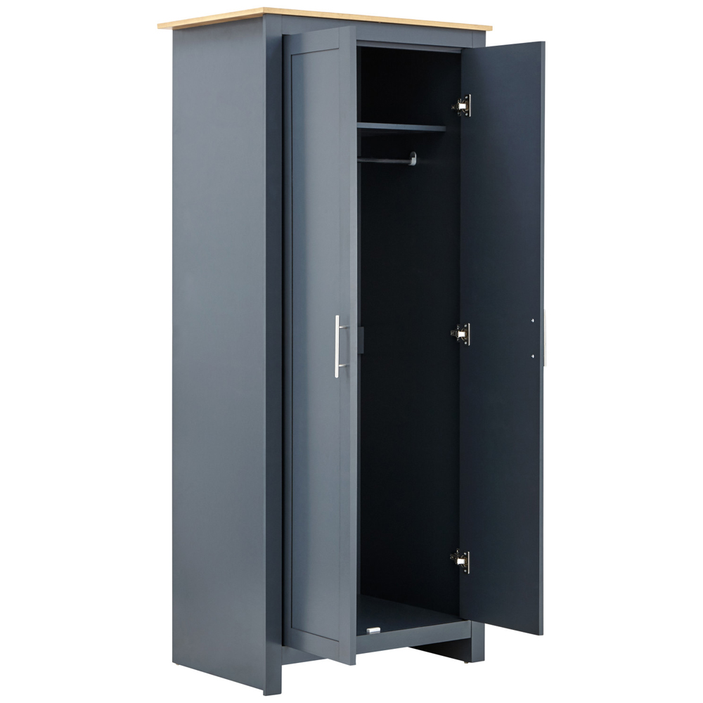 Loftus Wooden Furniture Set With 2 Doors Wardrobe In Slate Blue Oak