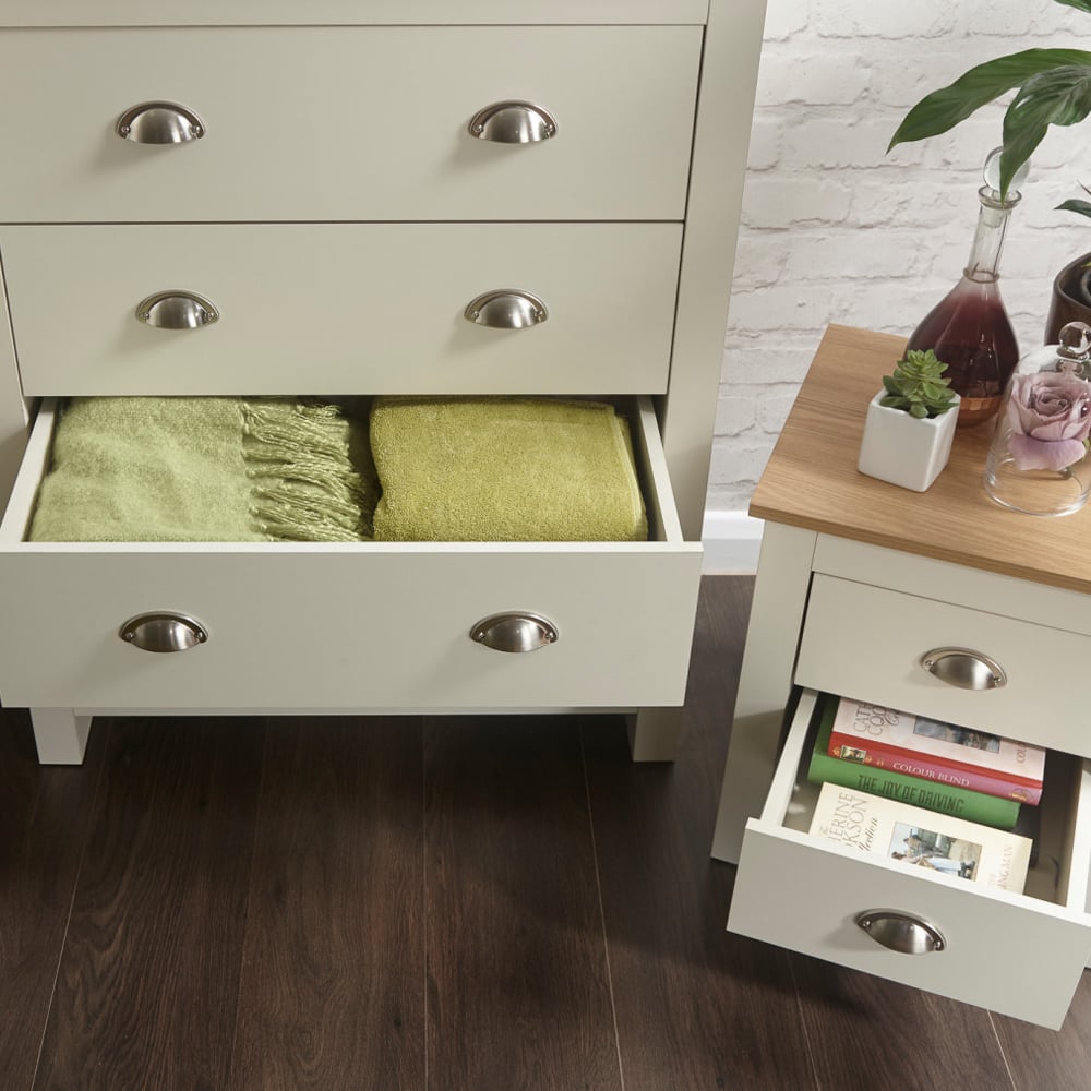 Loftus Wooden Furniture Set With 3 Doors Wardrobe In Cream Oak