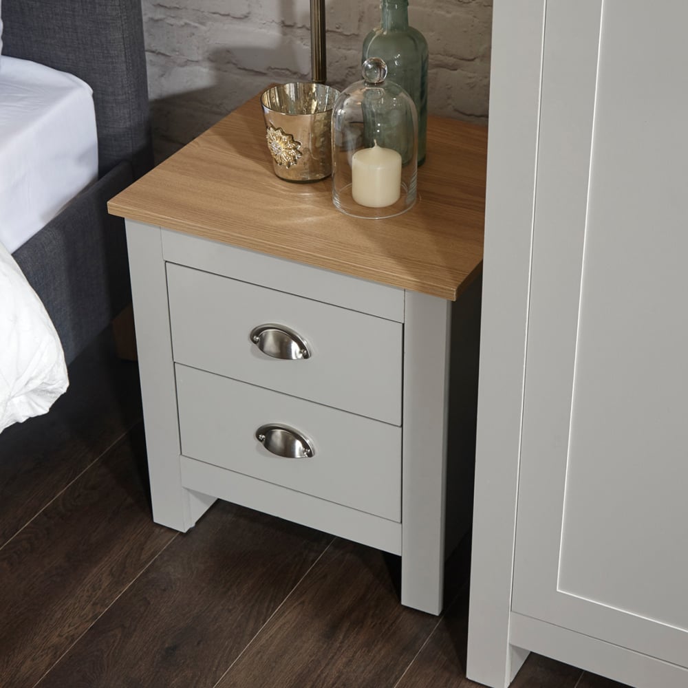 Loftus Wooden Furniture Set With 3 Doors Wardrobe In Grey Oak
