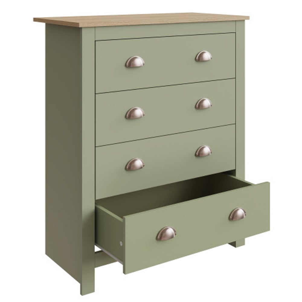 Loftus Wooden Furniture Set With 3 Doors Wardrobe In Sage Green Oak