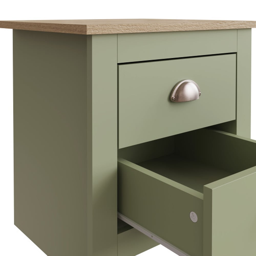 Loftus Wooden Furniture Set With 3 Doors Wardrobe In Sage Green Oak