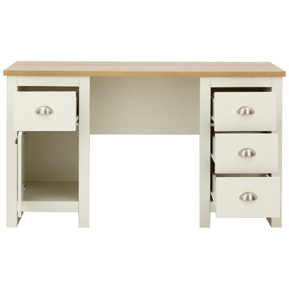 Loftus Wooden Laptop Desk With 1 Door 4 Drawers In Cream And Oak