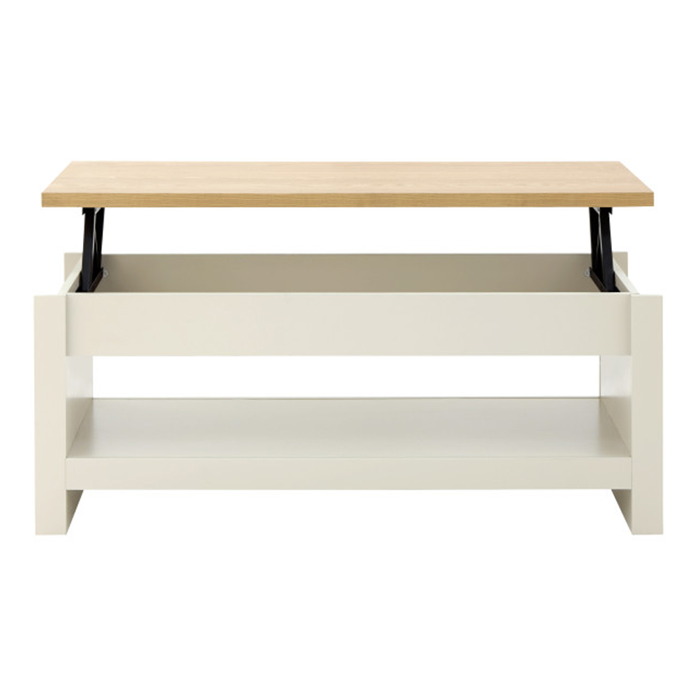 Loftus Wooden Lift Up Coffee Table In Cream And Oak