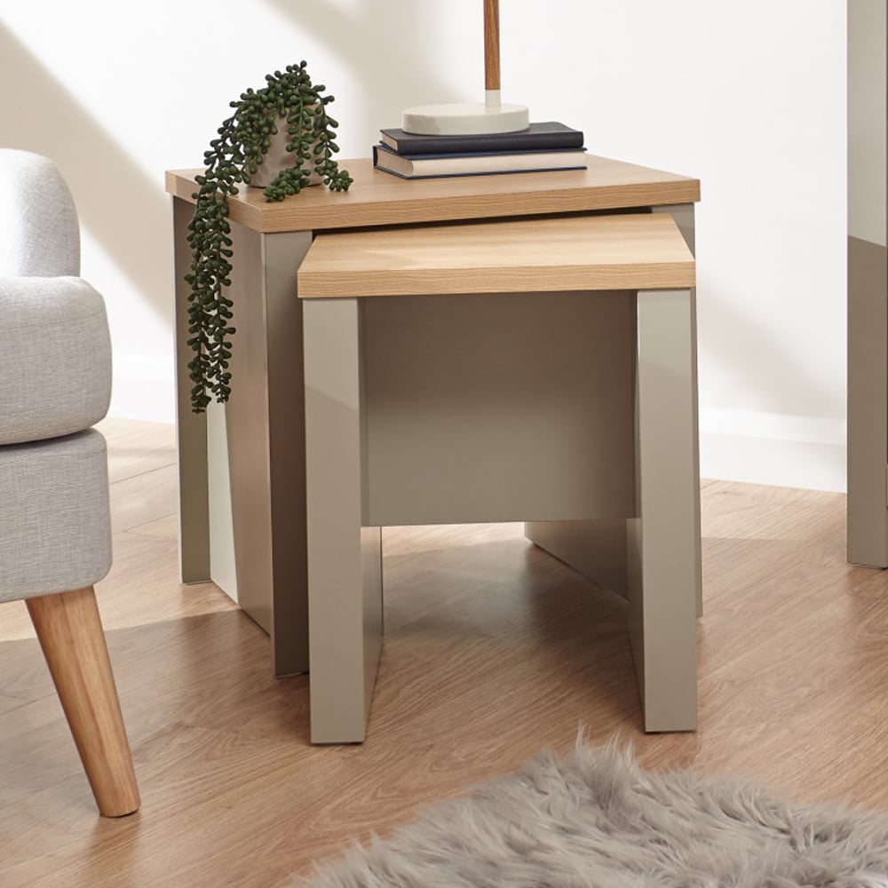 Loftus Wooden Nest Of 2 Tables In Grey And Oak