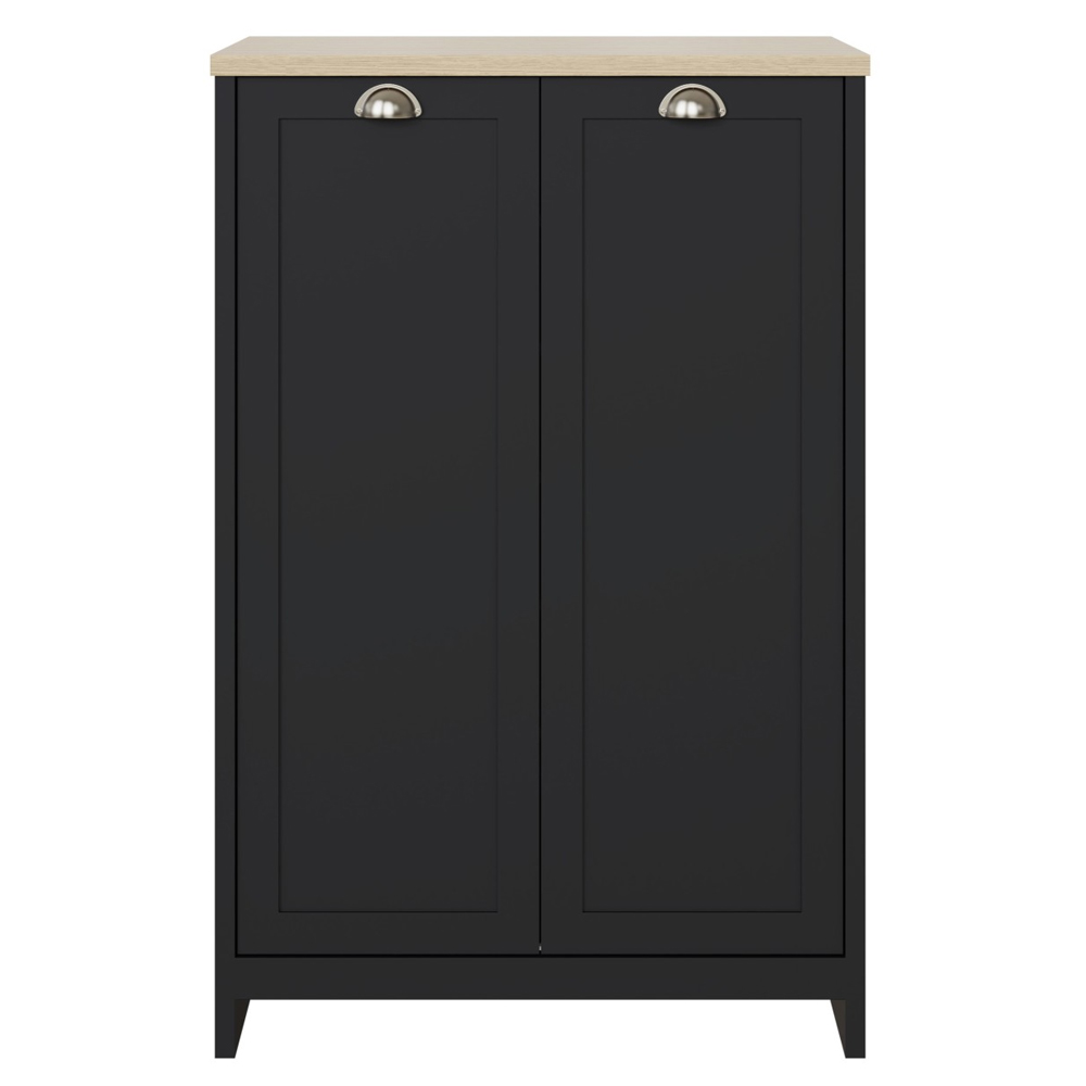 Loftus Wooden Sheo Storage Cabinet With 2 Doors In Black And Oak