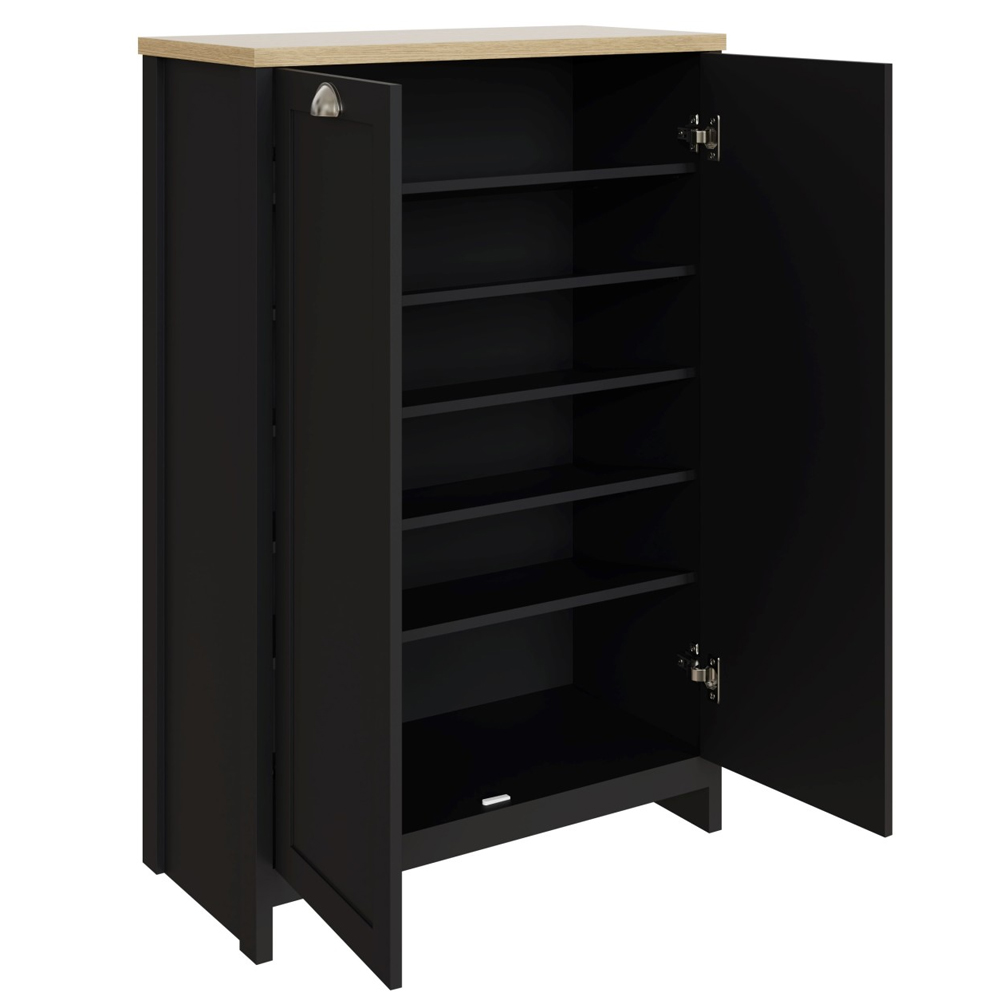 Loftus Wooden Sheo Storage Cabinet With 2 Doors In Black And Oak