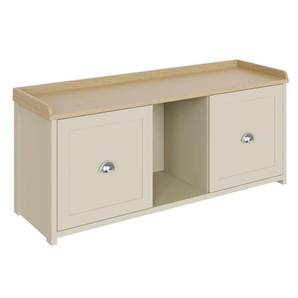 Loftus Wooden Shoe Storage Bench With 2 Doors In Cream And Oak