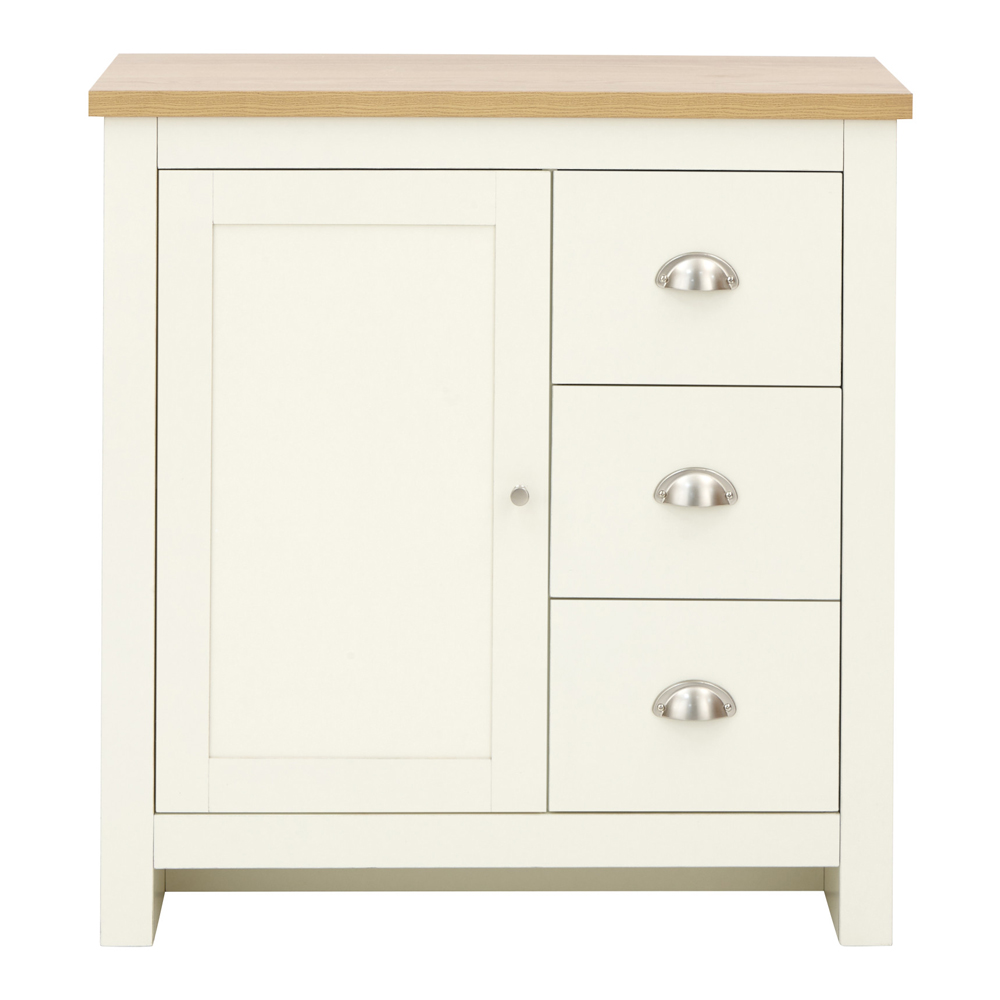 Loftus Wooden Sideboard With 1 Door 3 Drawers In Cream And Oak