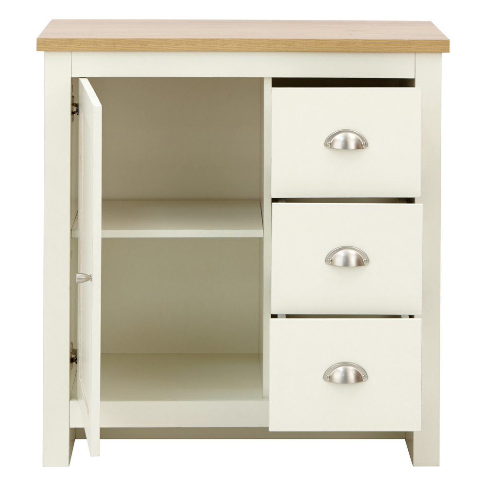 Loftus Wooden Sideboard With 1 Door 3 Drawers In Cream And Oak