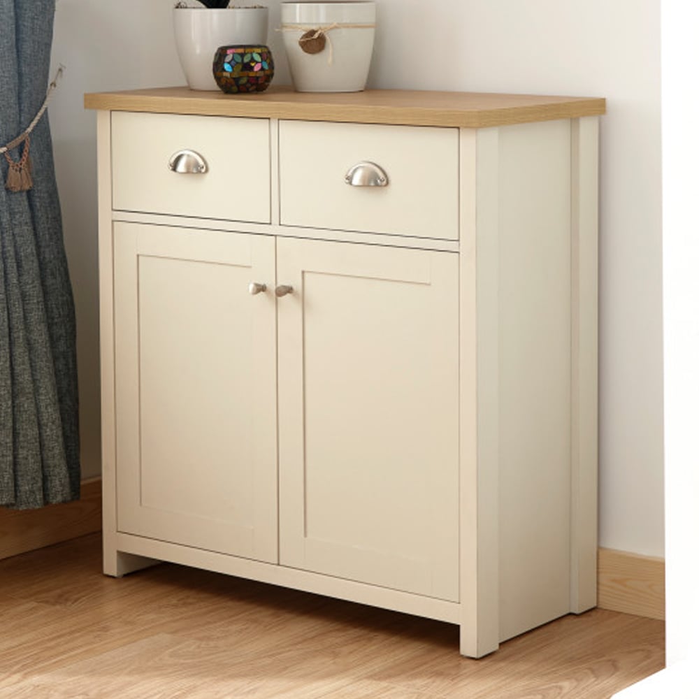 Loftus Wooden Sideboard With 2 Doors 2 Drawers In Cream And Oak