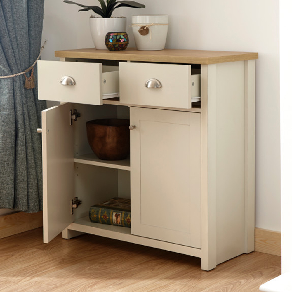 Loftus Wooden Sideboard With 2 Doors 2 Drawers In Cream And Oak