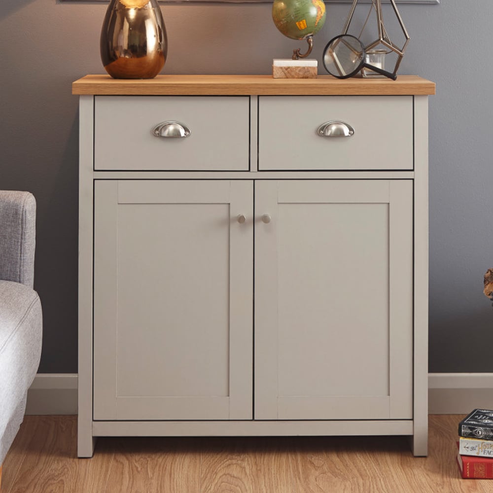 Loftus Wooden Sideboard With 2 Doors 2 Drawers In Grey And Oak