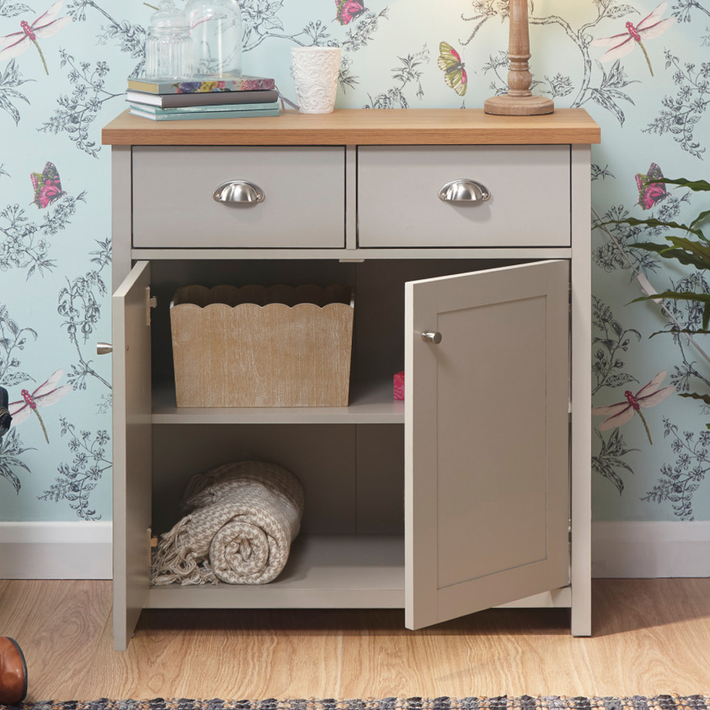 Loftus Wooden Sideboard With 2 Doors 2 Drawers In Grey And Oak