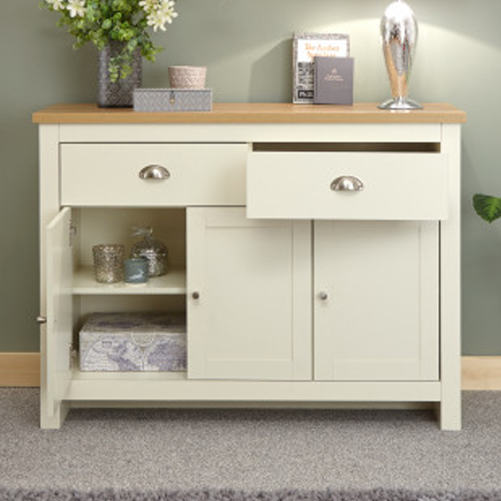 Loftus Wooden Sideboard With 3 Doors 2 Drawers In Cream And Oak