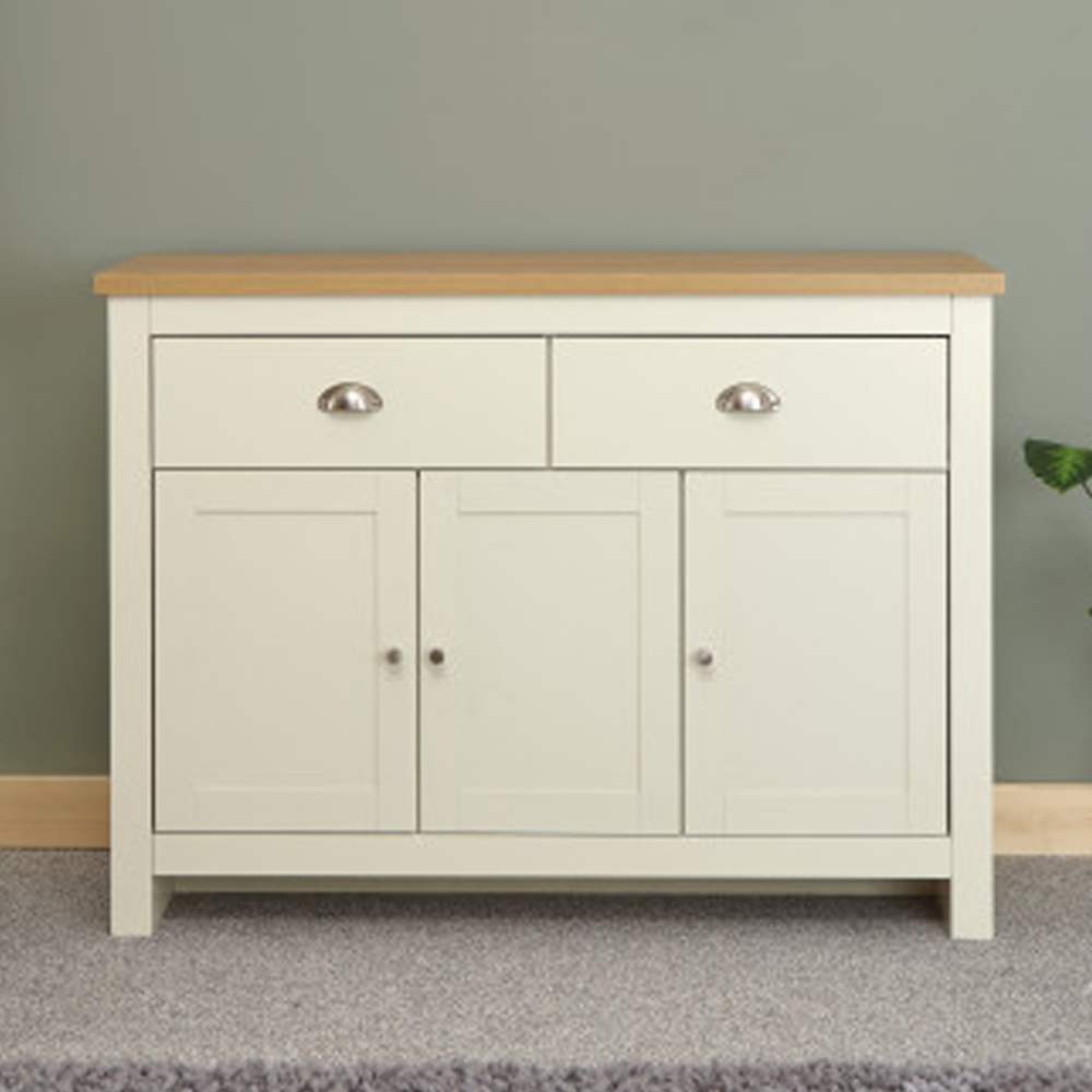 Loftus Wooden Sideboard With 3 Doors 2 Drawers In Cream And Oak